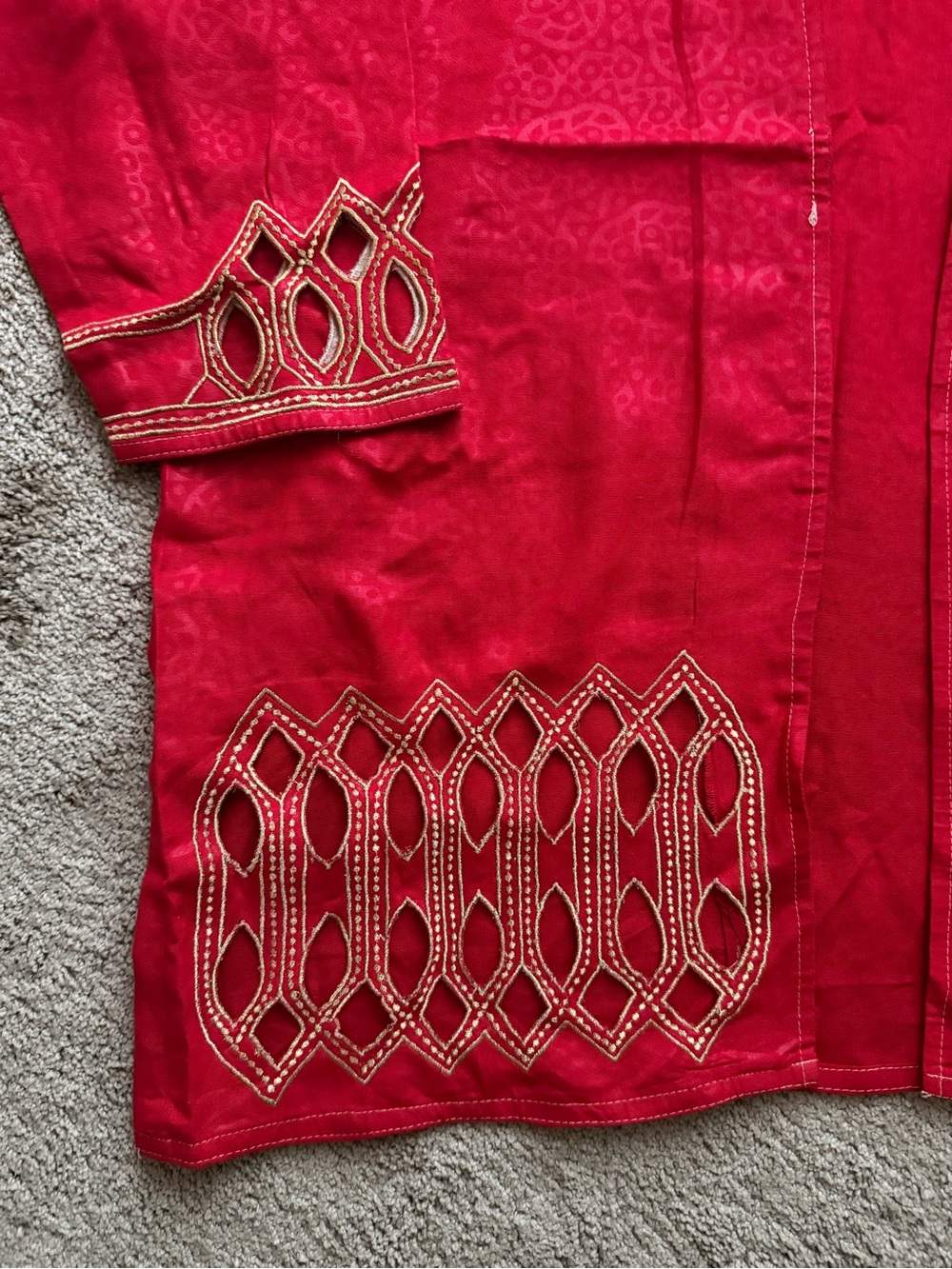 Embroidered Red Open Jacket - Picture 2 of 9